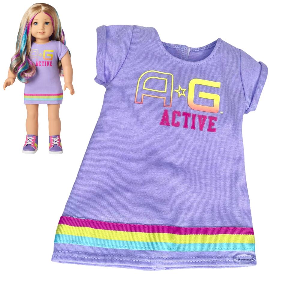 American Girl Show Your Sporty Side Doll Dress Purple Active Purple Pink Yellow - Picture 7 of 7